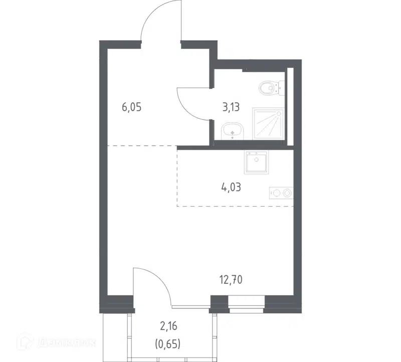 Студия 26.56 м² Подольские Кварталы