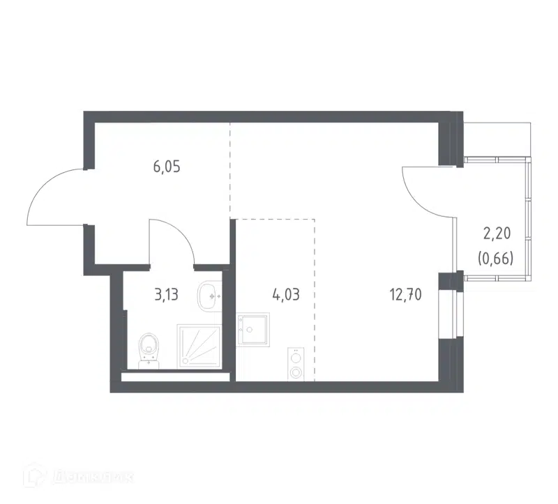 Студия 26.57 м² Подольские Кварталы