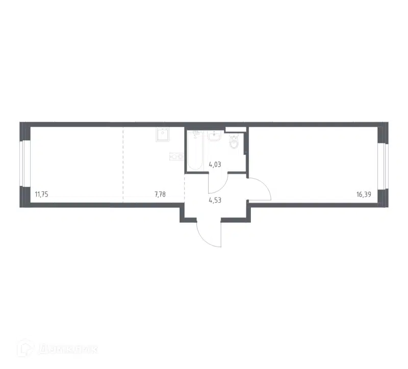 1-комнатная квартира 44.48 м² Подольские Кварталы