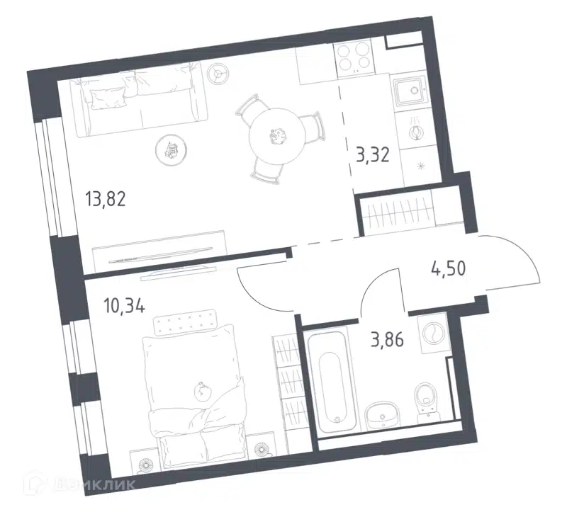 1-комнатная квартира 35.84 м² Подольские Кварталы