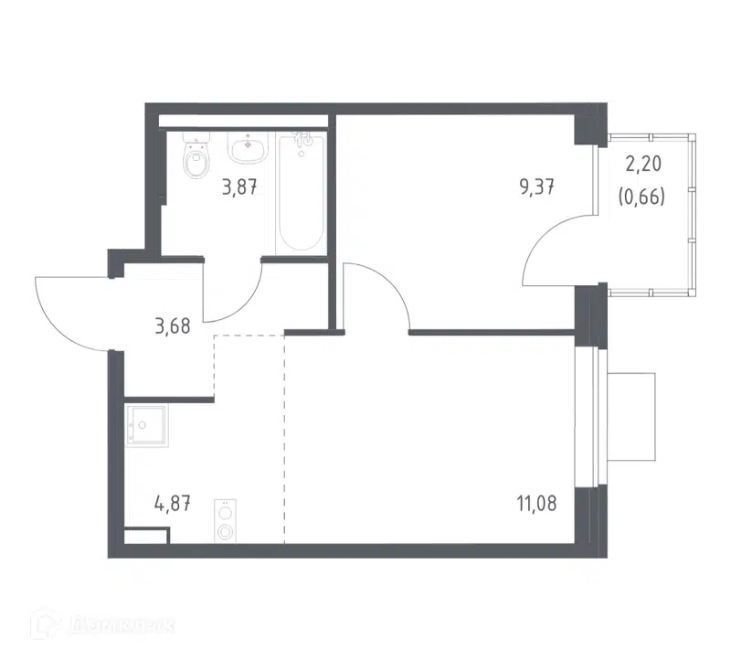 1-комнатная квартира 33.53 м² Подольские Кварталы