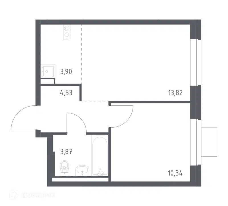 1-комнатная квартира 36.46 м² Подольские Кварталы