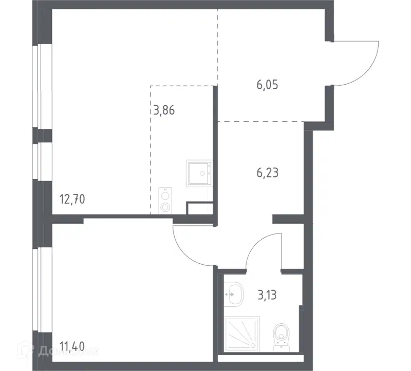 1-комнатная квартира 43.37 м² Подольские Кварталы