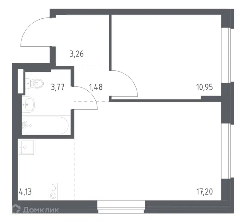 1-комнатная квартира 40.79 м² Подольские Кварталы