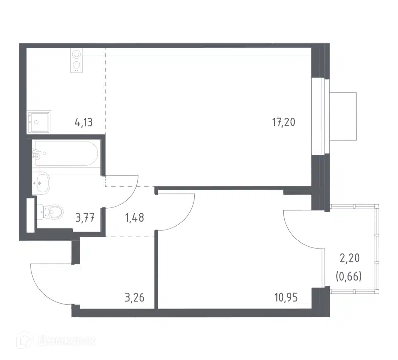 1-комнатная квартира 41.45 м² Подольские Кварталы