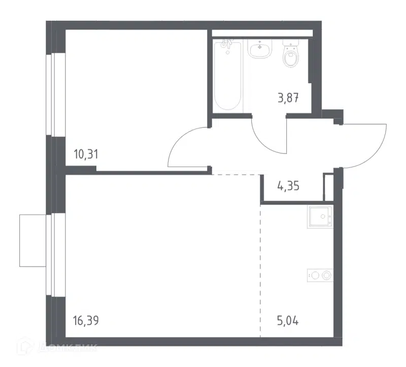 1-комнатная квартира 39.96 м² Подольские Кварталы