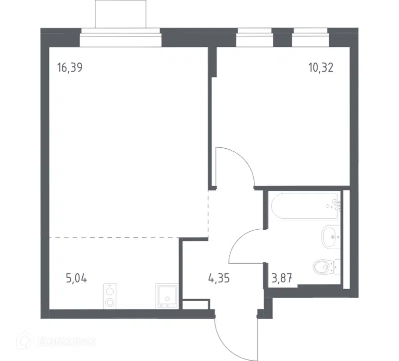 1-комнатная квартира 39.97 м² Подольские Кварталы