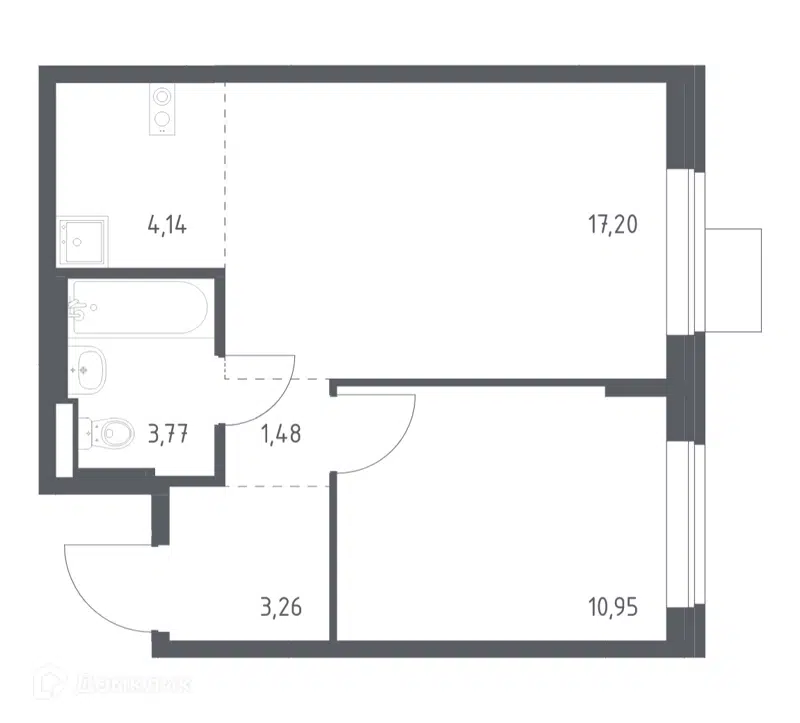 1-комнатная квартира 40.8 м² Подольские Кварталы