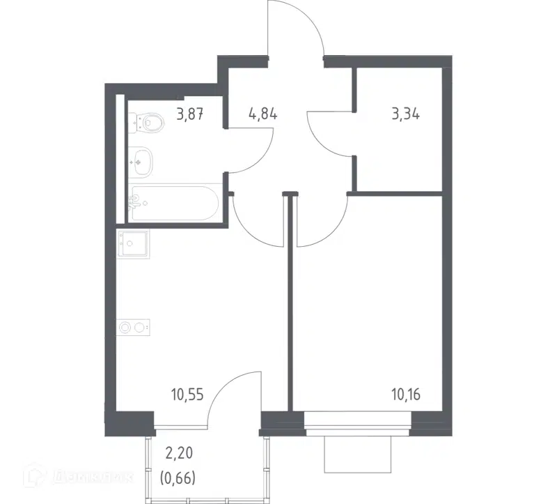 1-комнатная квартира 33.42 м² Подольские Кварталы
