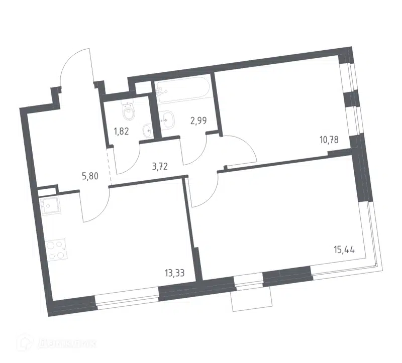 2-комнатная квартира 53.88 м² Подольские Кварталы