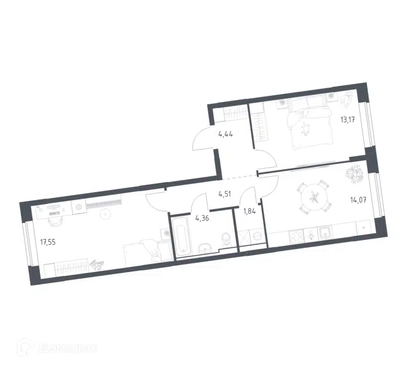 2-комнатная квартира 59.94 м² Подольские Кварталы