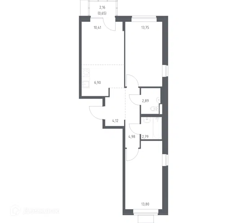 2-комнатная квартира 60.29 м² Подольские Кварталы