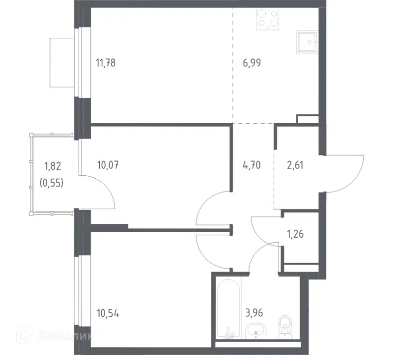 2-комнатная квартира 52.46 м² Подольские Кварталы