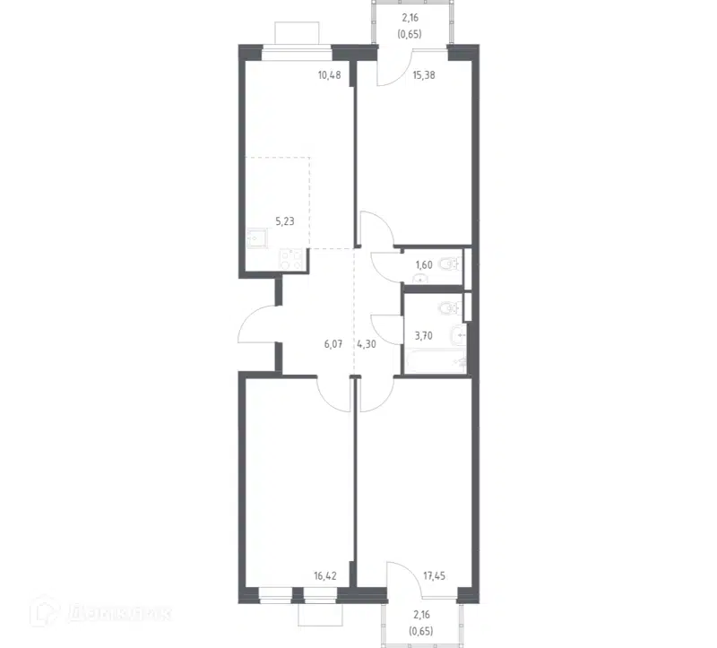 3-комнатная квартира 81.93 м² Подольские Кварталы