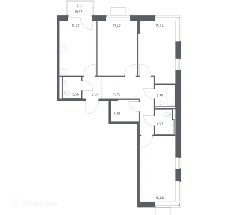 3-комнатная квартира 79.15 м² Подольские Кварталы