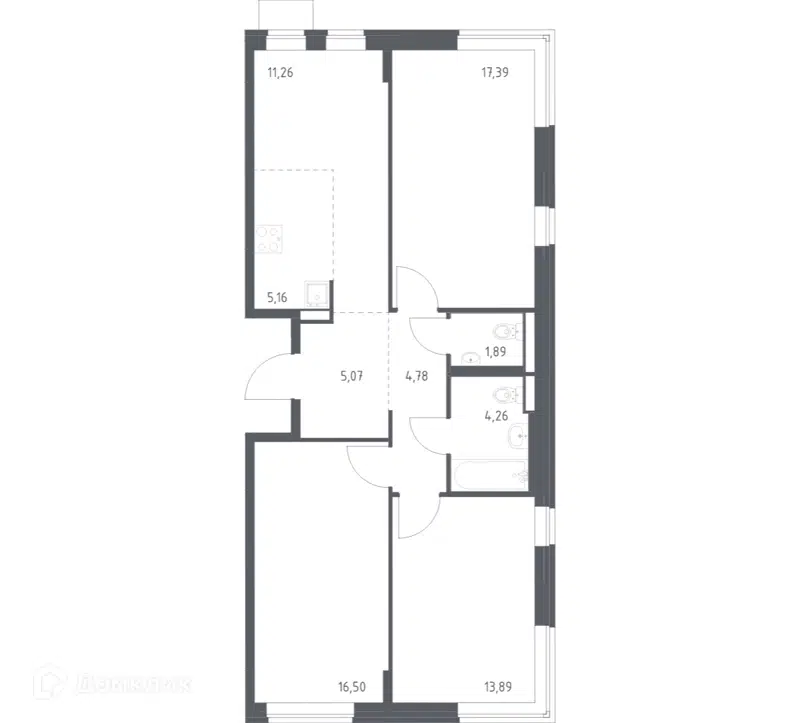 3-комнатная квартира 80.2 м² Подольские Кварталы