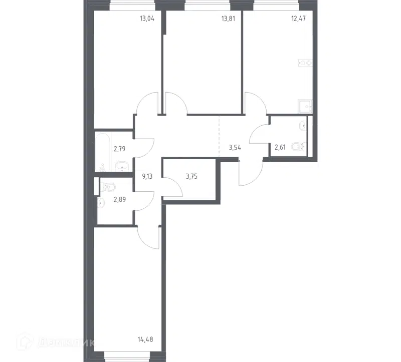 3-комнатная квартира 78.51 м² Подольские Кварталы