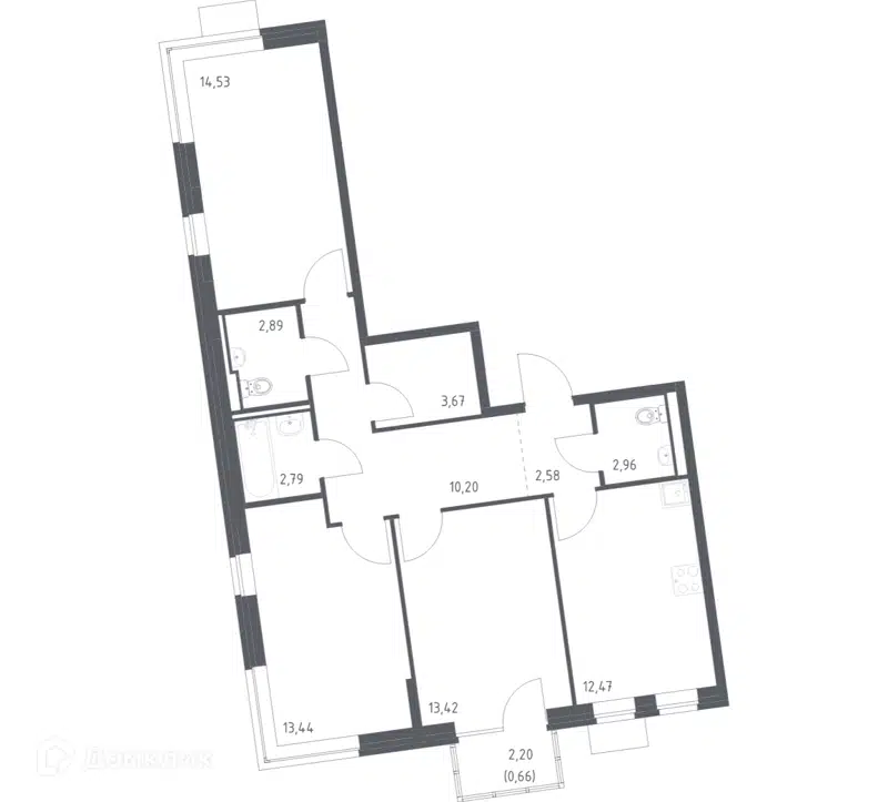 3-комнатная квартира 79.61 м² Подольские Кварталы