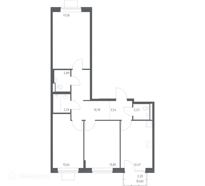 3-комнатная квартира 79.83 м² Подольские Кварталы