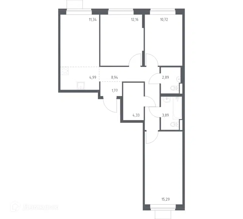 3-комнатная квартира 76.32 м² Подольские Кварталы