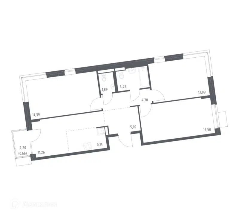 3-комнатная квартира 80.84 м² Подольские Кварталы