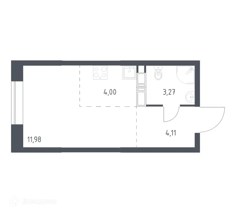 Студия 23.36 м² Цветочные Поляны