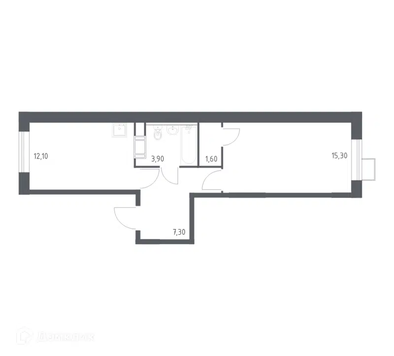 1-комнатная квартира 40.2 м² Цветочные Поляны