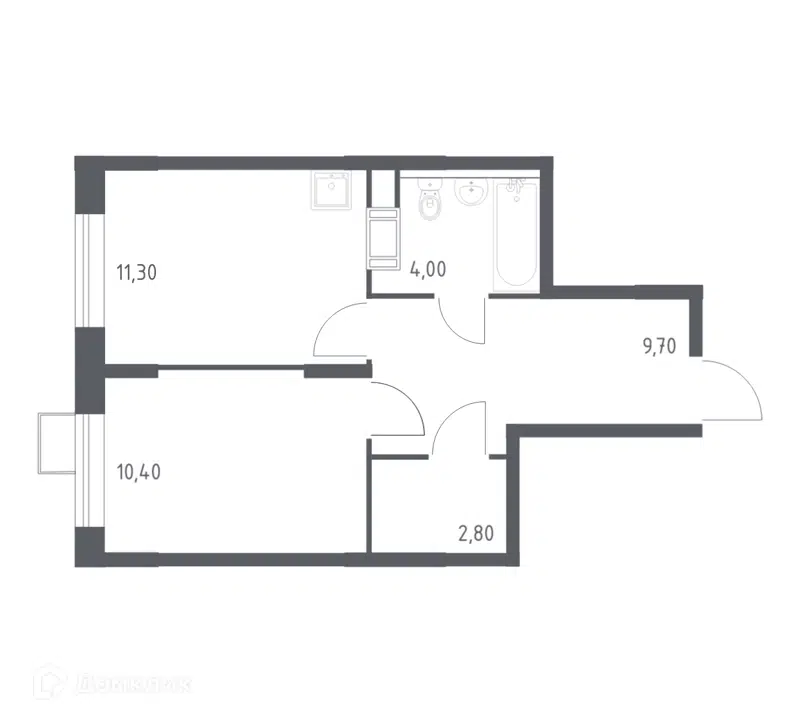 1-комнатная квартира 38.2 м² Цветочные Поляны