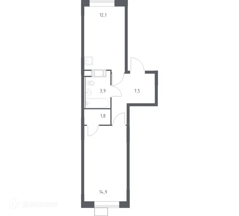 1-комнатная квартира 40.2 м² Цветочные Поляны