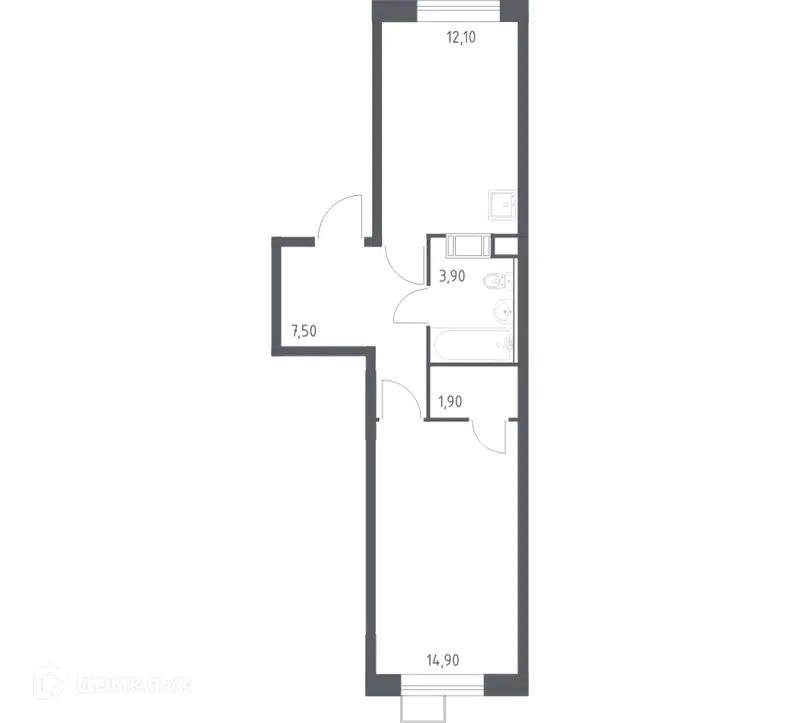 1-комнатная квартира 40.3 м² Цветочные Поляны