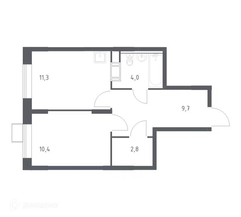 1-комнатная квартира 38.2 м² Цветочные Поляны