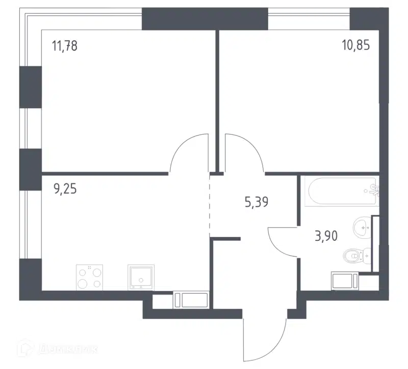 2-комнатная квартира 41.17 м² Цветочные Поляны