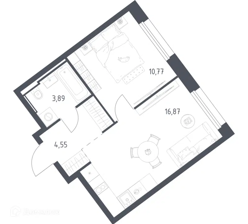 1-комнатная квартира 36.08 м² Литературный квартал