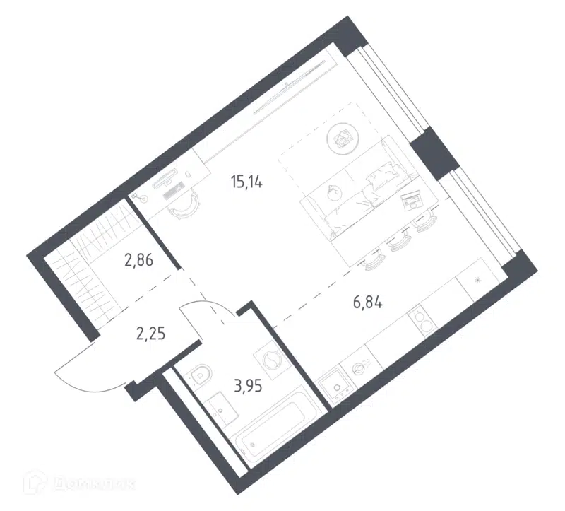 1-комнатная квартира 31.04 м² Литературный квартал