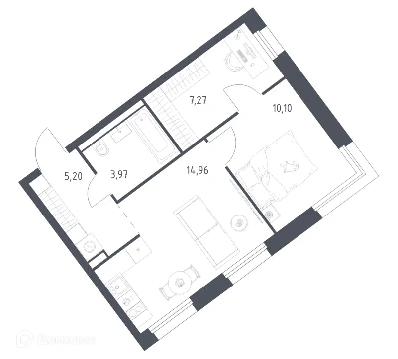 1-комнатная квартира 41.5 м² Литературный квартал