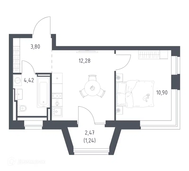 1-комнатная квартира 32.64 м² Литературный квартал
