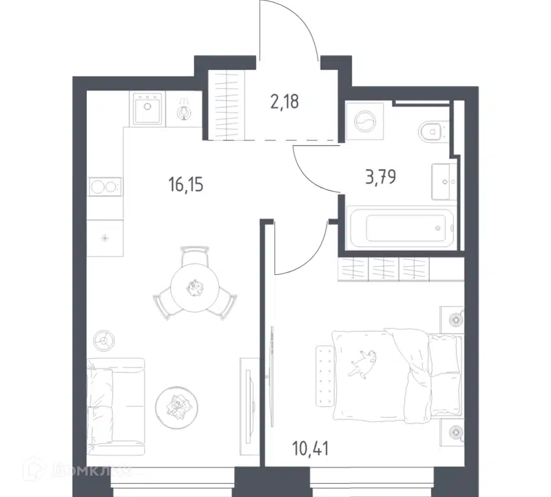 1-комнатная квартира 32.53 м² Литературный квартал