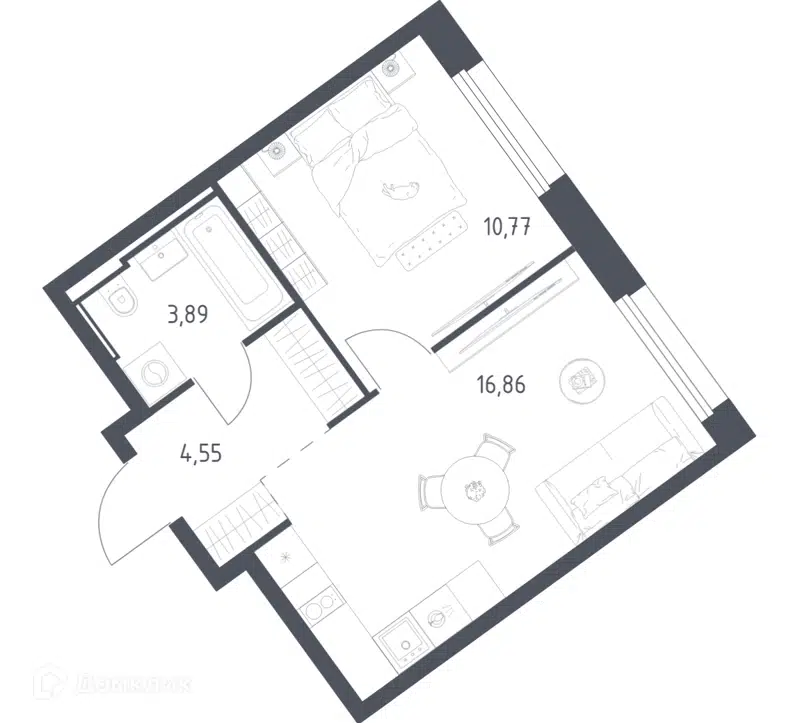 1-комнатная квартира 36.07 м² Литературный квартал