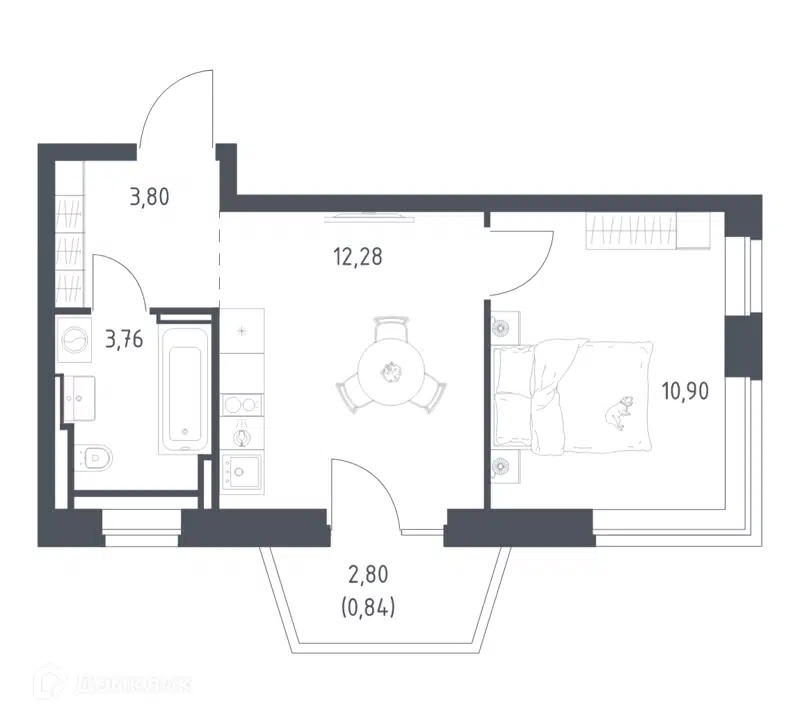 1-комнатная квартира 31.58 м² Литературный квартал