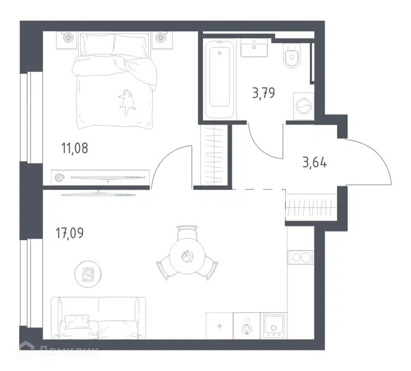 1-комнатная квартира 35.6 м² Литературный квартал