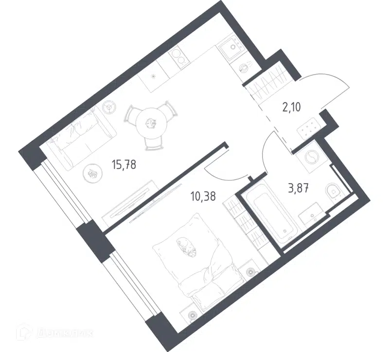 1-комнатная квартира 32.13 м² Литературный квартал