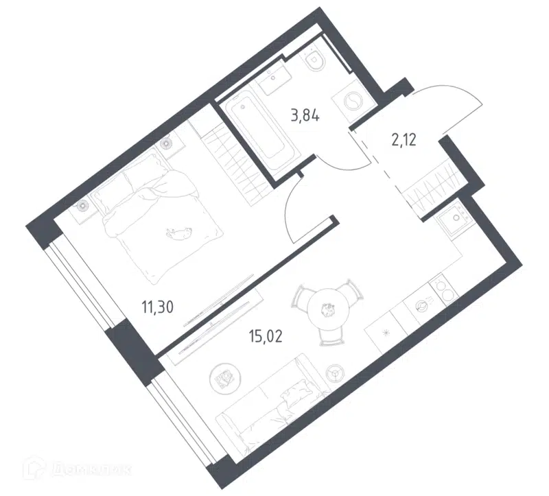 1-комнатная квартира 32.28 м² Литературный квартал