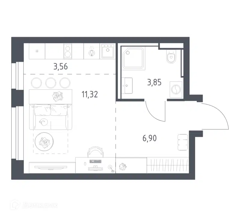 Студия 25.63 м² Квартал Строгино