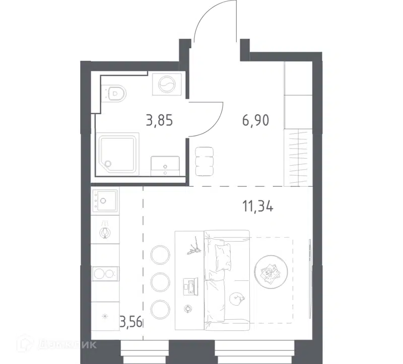 Студия 25.65 м² Квартал Строгино