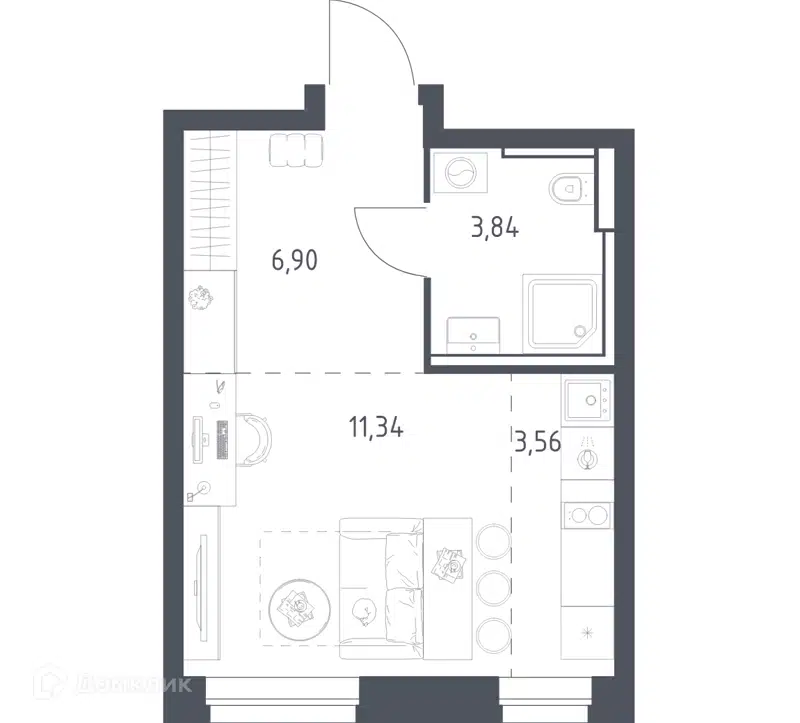 Студия 25.64 м² Квартал Строгино