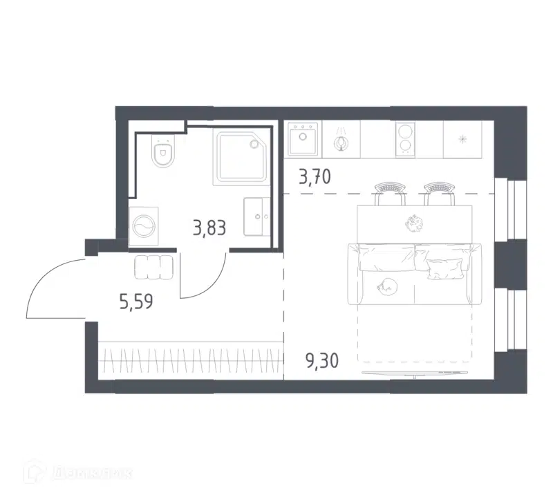 Студия 22.42 м² Квартал Строгино