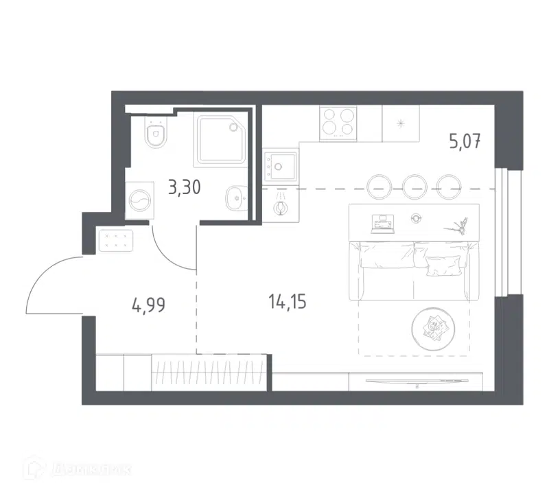 Студия 27.51 м² Квартал Строгино