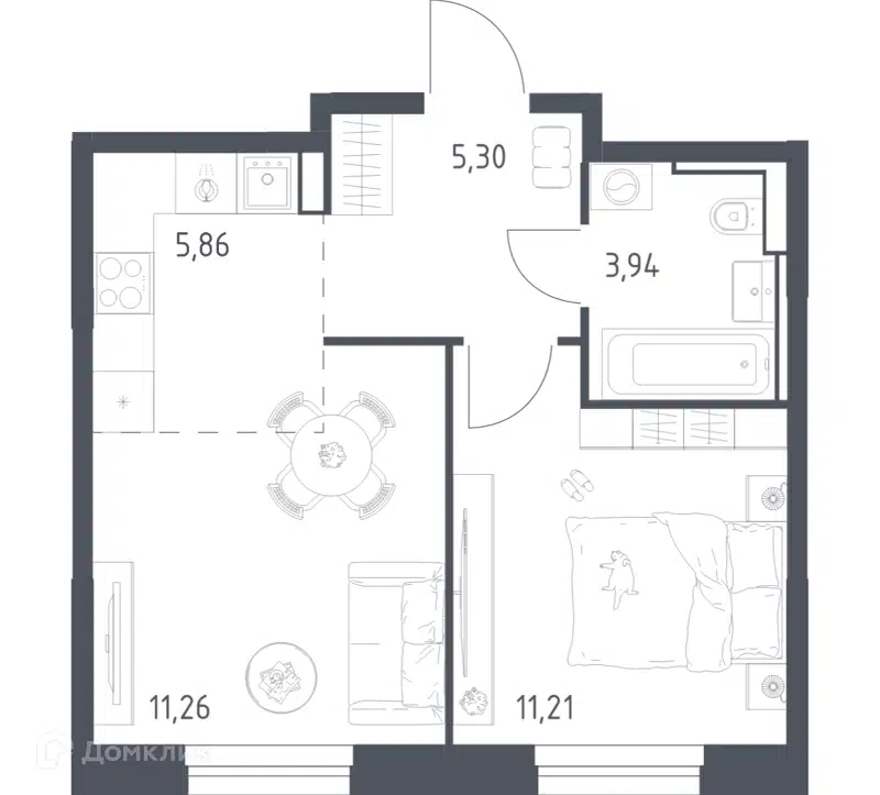 1-комнатная квартира 37.27 м² Квартал Строгино