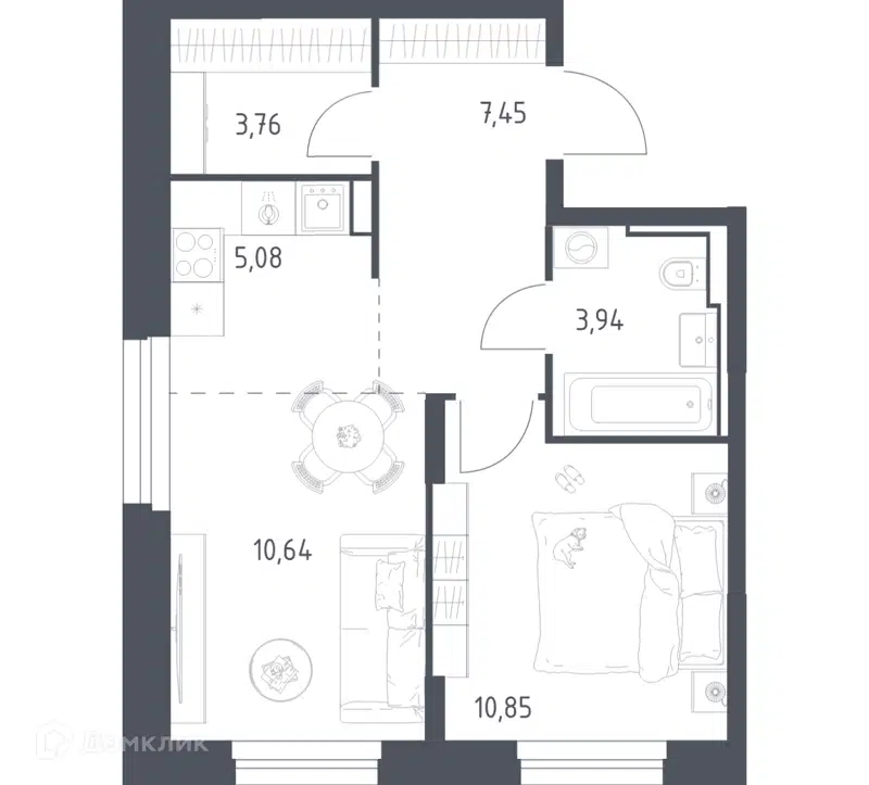 1-комнатная квартира 41.72 м² Квартал Строгино