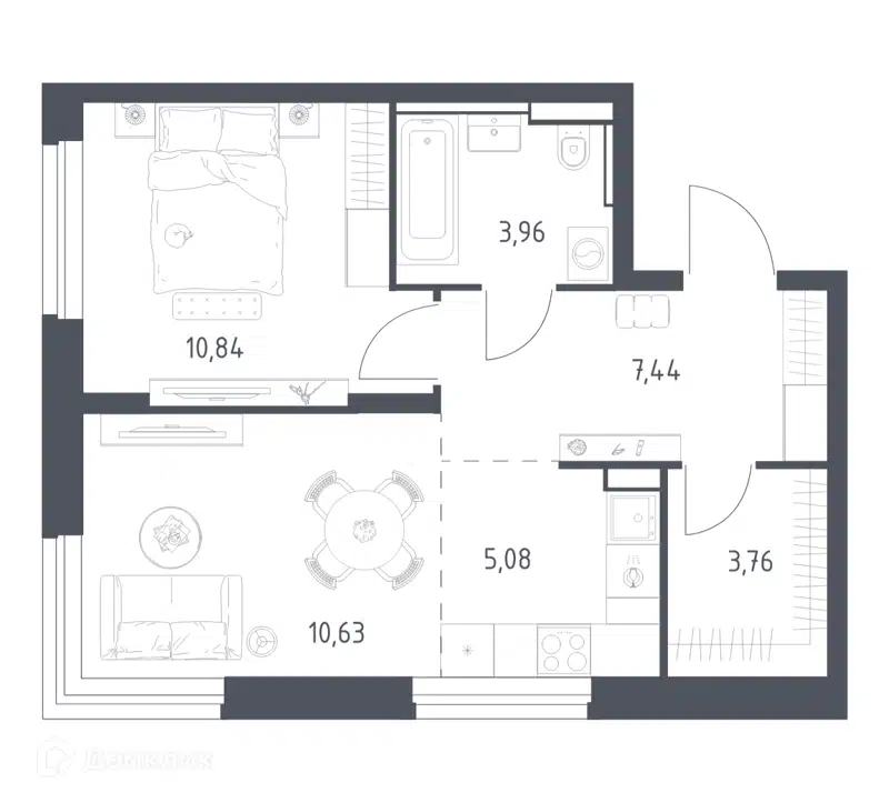 1-комнатная квартира 41.71 м² Квартал Строгино
